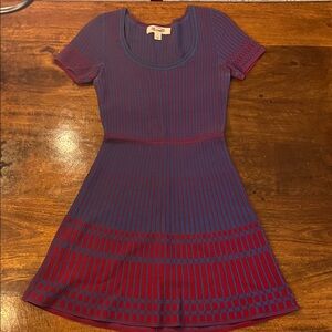 Diane Von Furstenberg Striped Blue and Red Dress